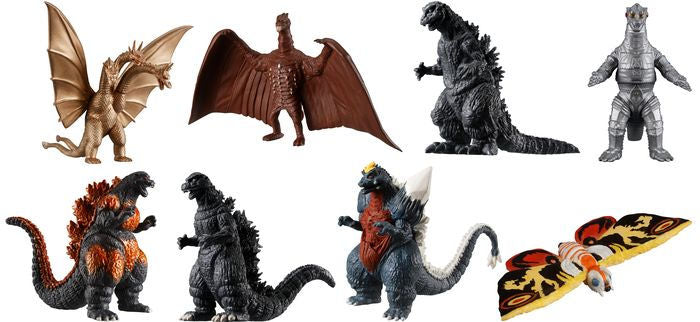 My local game/movie trader got in some new godzilla blind bag figures and I  got all 8 with only one extra; just felt the bag and parsed out which were  likely which.